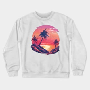 pastel mountain range with palm trees Crewneck Sweatshirt
